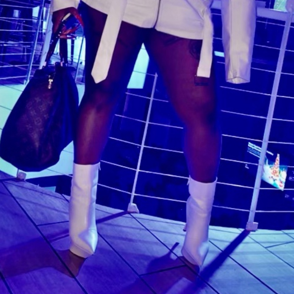 Fashion Nova White Platform Ankle Boots
